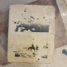 Piedra litográfica Quijote. Quijote  y Sancho observan la polvareda de Puerto Carnero
