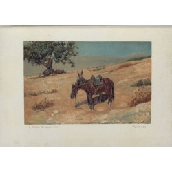 Imagen final de la estampación de esta piedra litográfica Solnhofen edición Quijote Seix 1890