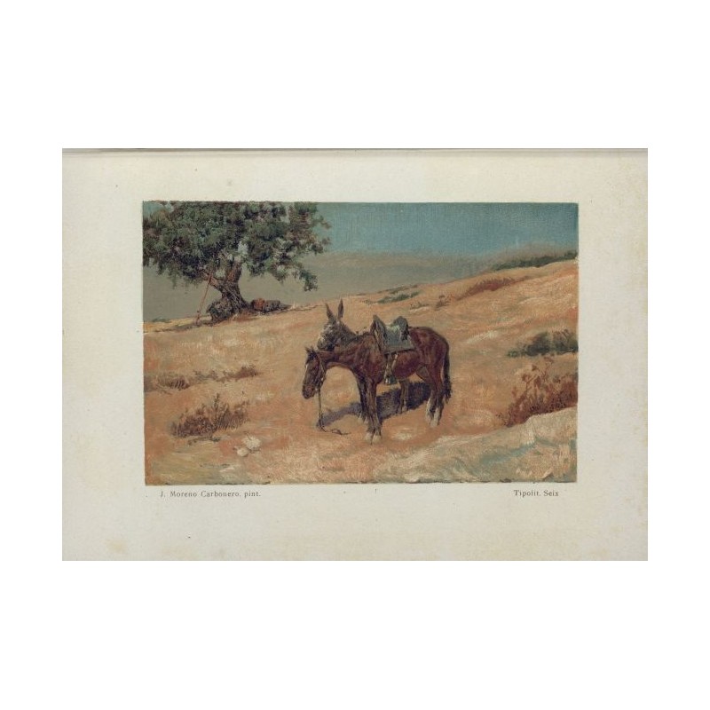 Imagen final de la estampación de esta piedra litográfica Solnhofen edición Quijote Seix 1890