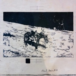 Piedra litográfica Solnhofen edición Quijote Seix 1890 escena de la siesta cromolitografia color azul detalle